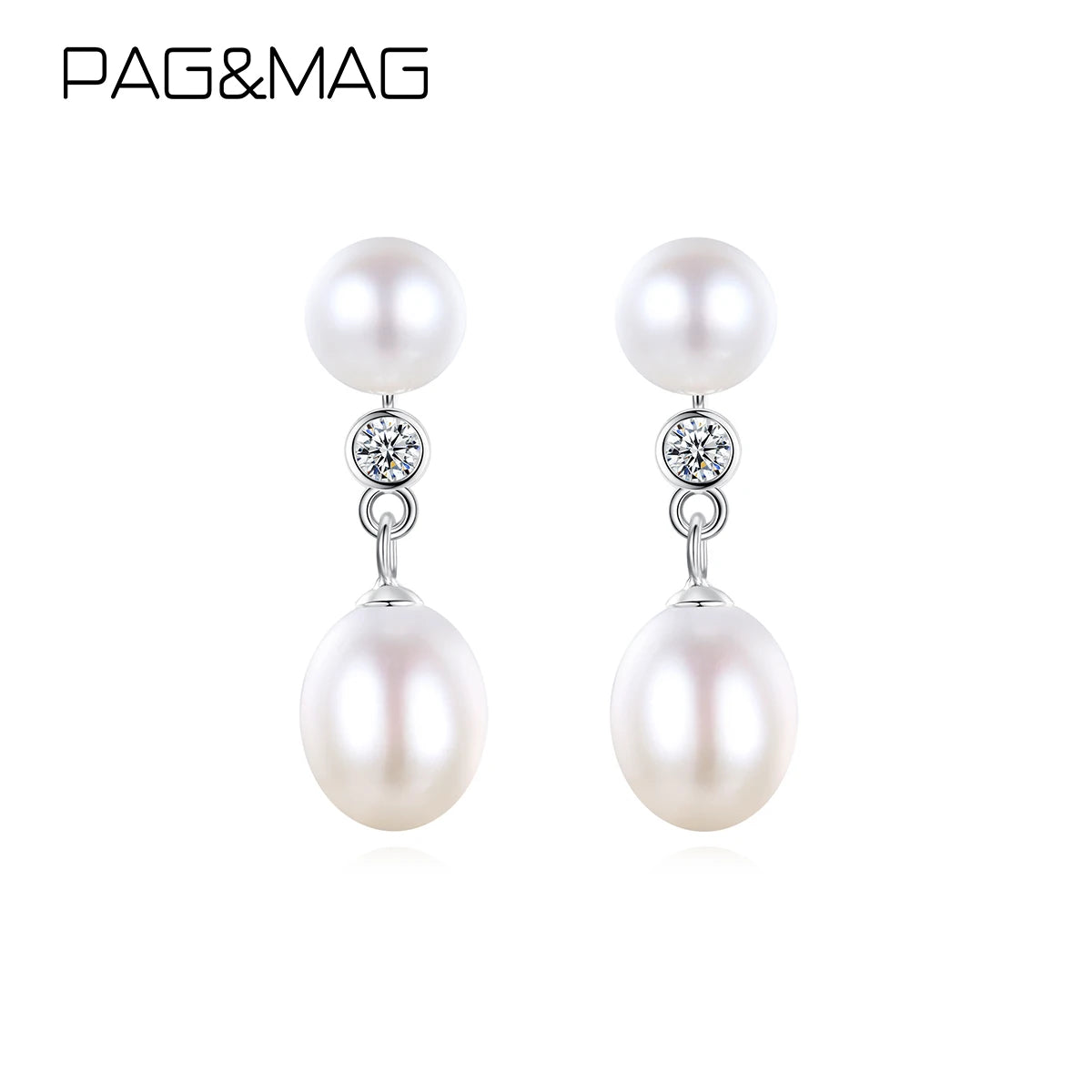 PAG&MAG Elegant Fancy Woman Trending Luxury Rice Bead 2021 Sterling Silver 925 Jewellery Earing Pearl Earring Freshwater