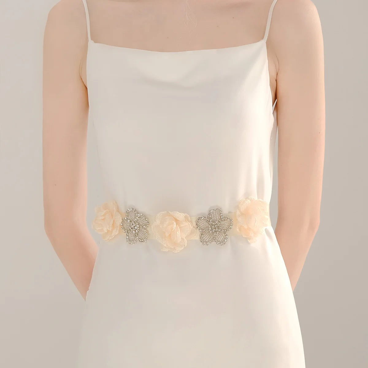 White Lace Floral Belt Rhinestone Flower Bridal Wedding for Wedding Dress Sash Belt Waist Accessories