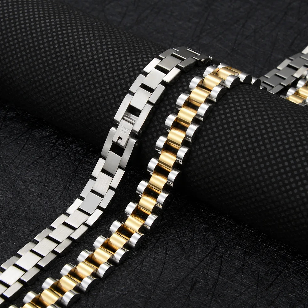 Fatingna Stainless Steel Chain Watch Necklace 10MM 22'' Geometric Black Gold Plated Necklaces Women/Men Jewelry Wholesale