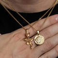 Stainless Steel Lion Head Pendant 18k Gold Floral Charm Rose Necklace Hiphops Men Animal Jewelry Judah Lion Necklace