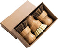 Kitchen Gift Set Pan Pot Dish Vegetable Scrubber Natural Palm Durable Bamboo Cleaning Brush With Round Handle