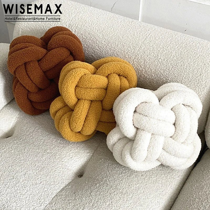 WISEMAX FURNITURE Nordic Home Decor Furniture square Sofa Cushion Square Shape Knot Woven Teddy Fabric Seat Cushions & Pillow