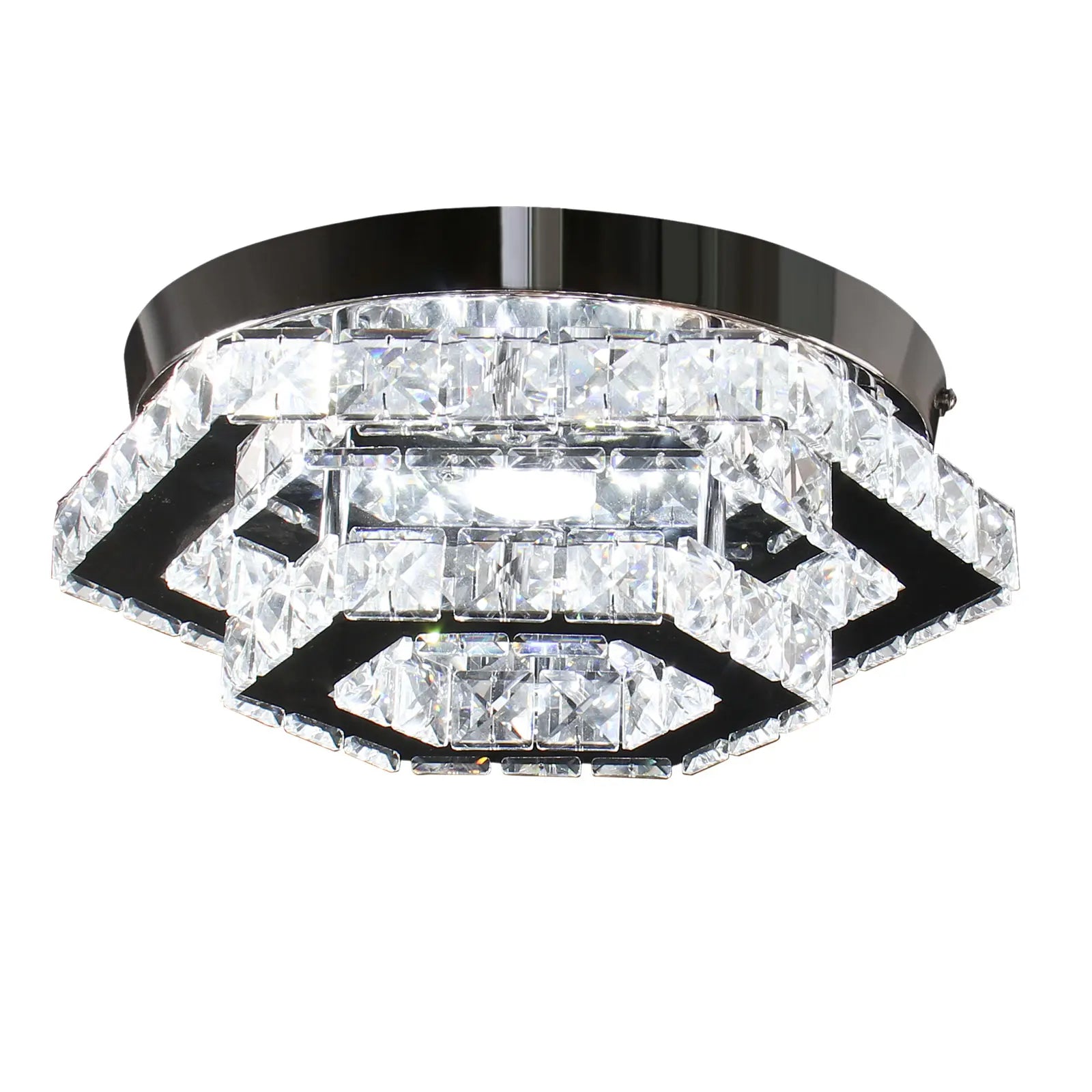 Modern K9 Crystal Corridor Ceiling Light Flush Mounted Cool White Chandelier for Indoor Home and Restaurant Decor