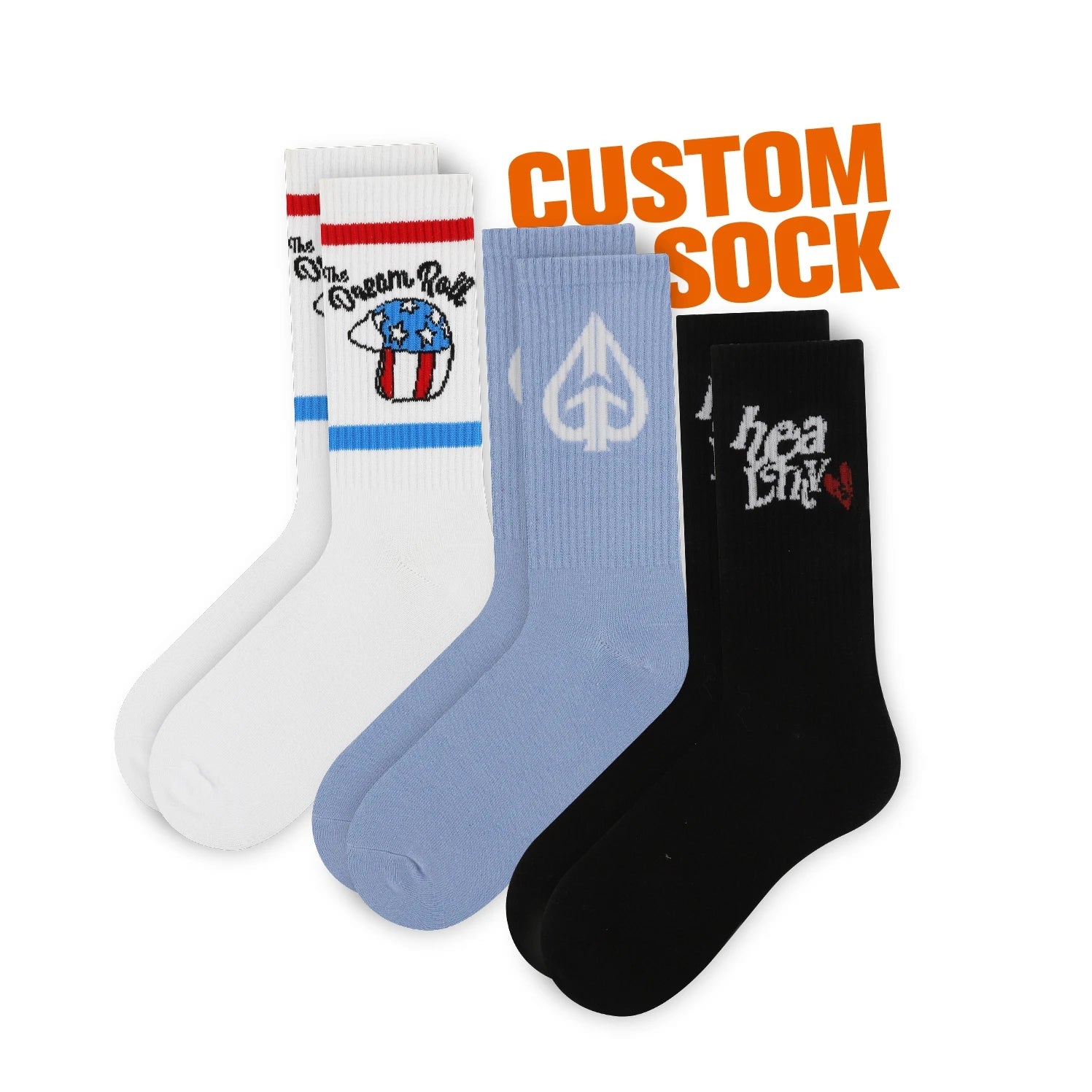 FREE DESIGN & MOCKUP Design Custom Logo Men Sock Customized Casual Dress Sock Cotton Crew Sock With Design Logo