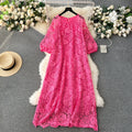 Women Empire Hollow Out Lace Vestidos Dresses Clothes Women