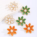 Female Temperament Trendy Stud Earrings Gold Plated Alloy Flower Oil Drop Design Fashionable Jewelry for Women
