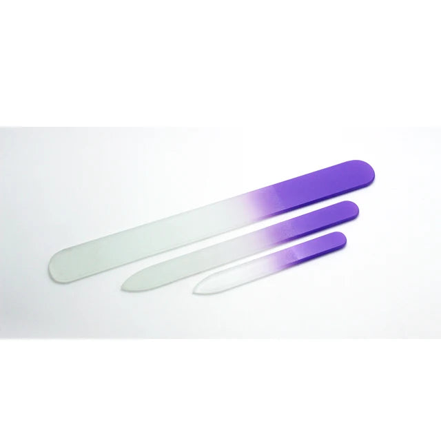 Customised Purple Round Crystal Glass Disposable Durable Nail File with Double-Sided Straight Pattern Custom Logo Included