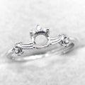 Sterling Silver 5*5mm Semi Mount Ring Empty Frame Blank Support Claw Setting S925 Base Holder Without Center Stone for DIY Inlay