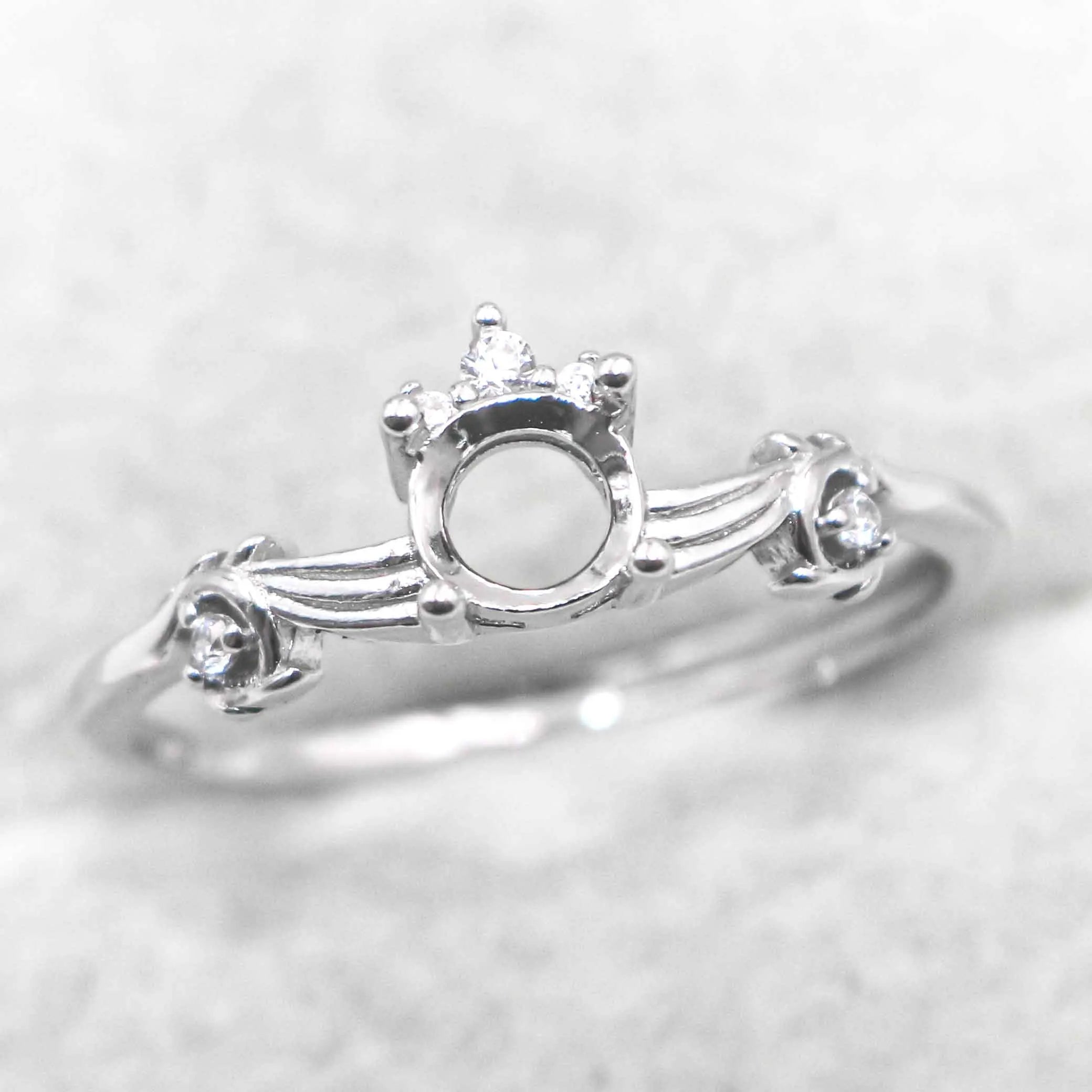 Sterling Silver 5*5mm Semi Mount Ring Empty Frame Blank Support Claw Setting S925 Base Holder Without Center Stone for DIY Inlay