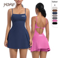 YK Wholesale Custom New Style Sports Skirts With Built Pad Tennis Skirt Scrunch Shorts Gym Fitness Women Hollow Yoga Jumpsuits