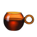 Factory Wholesale Round Ball Shape Glass Mug Amber Grey Colored Ball Glass Cup Mug for Coffee Tea Milk
