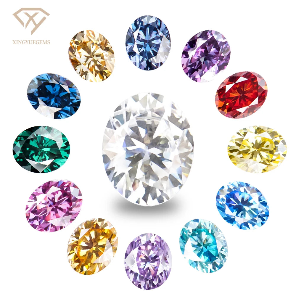 Wholesale Certified Colorful Oval Cut Loose Stone Mossanite Moissanite Diamond High VVS Quality  High-end Jewelry Customization