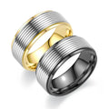 18K Gold-plated Fashionable Stainless Steel Ring Two-color Handsome Men's Ring Casual Business Daily Wear Accessory