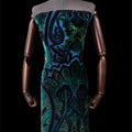 Vintage Luxury Green Color Paisley Silk Burn Out Velvet Fabric for Charming Women Festival Evening Party Dress