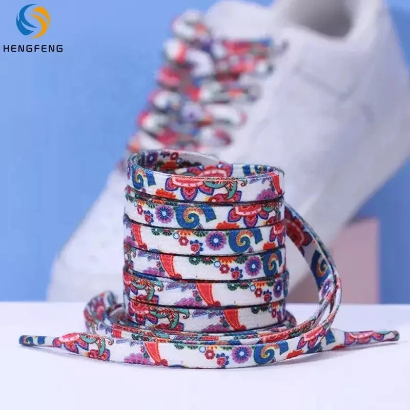 Flat Cashew Flower Printed Shoelaces Sneakers Designer Fun Shoestring for Athletic Shoe Lace Running Shoes Boot Strings