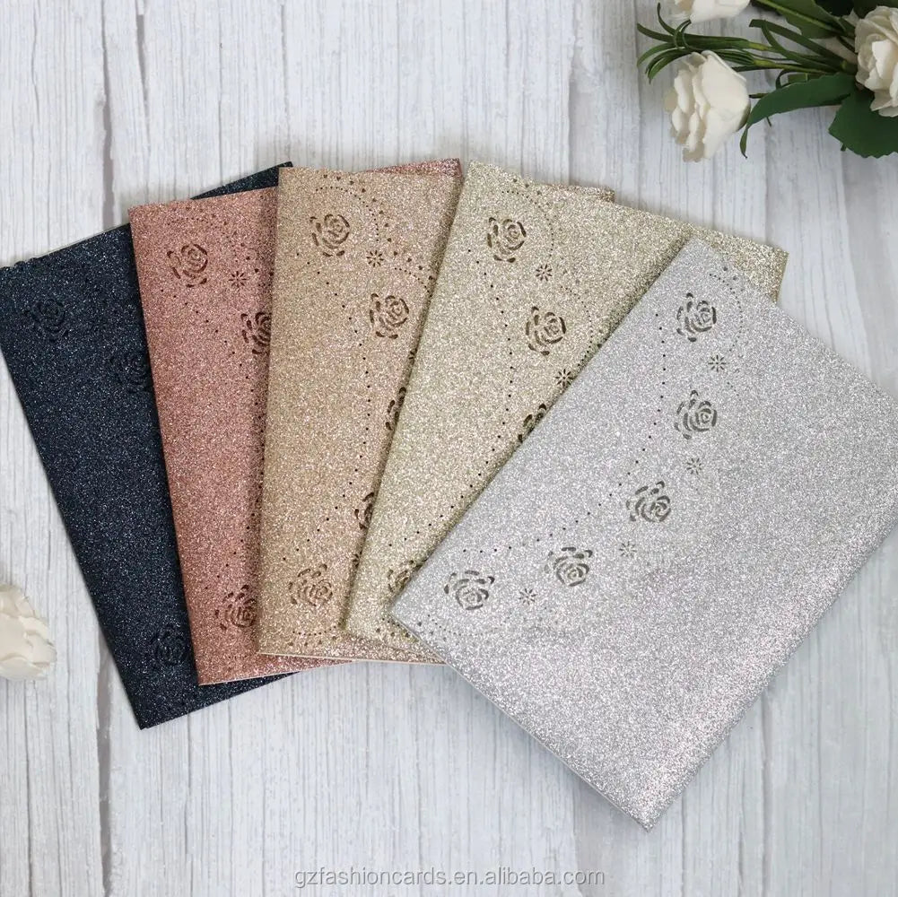 Silvery Invitation Card Thanksgiving Day Laser Cut Paper Glitter Paper Custom Laser Cut Glitter Greeting Caqrds