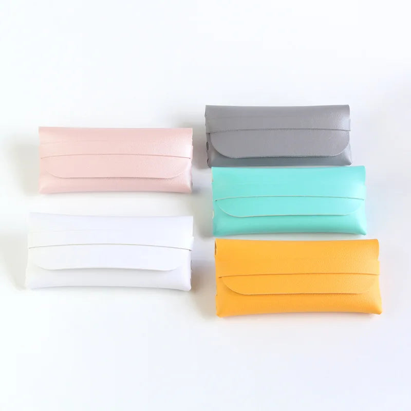 New Style Folding Sunglasses Simple Portable Luxury Leather Mirror Glasses Case Handmade Soft Eyewear Bags