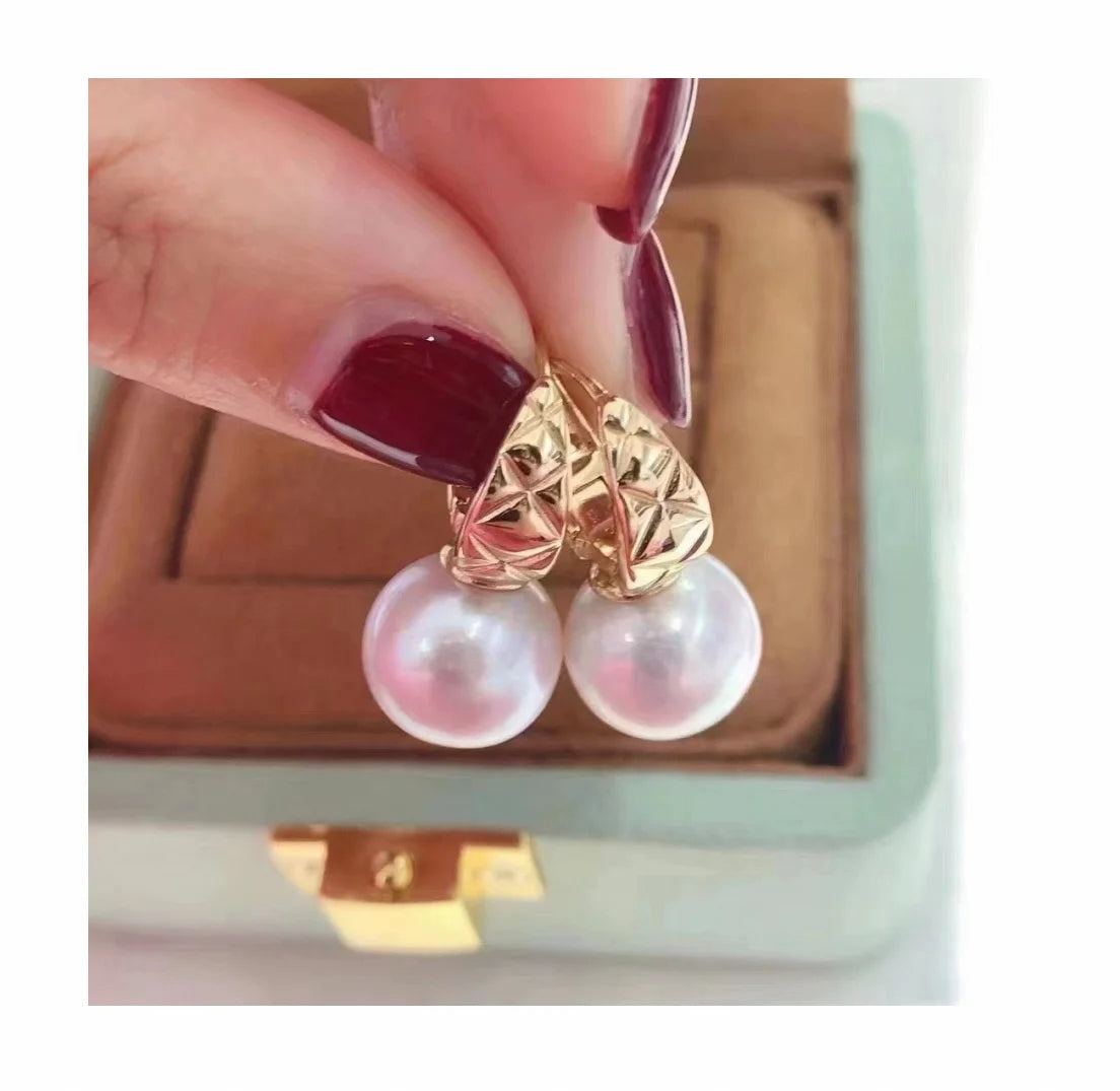 E1875 10-11mm DIY Natural Freshwater Pearl Charm Earrings Mounting Accessory 925 Sterling Silver Gold Plated  Jewelry for Women