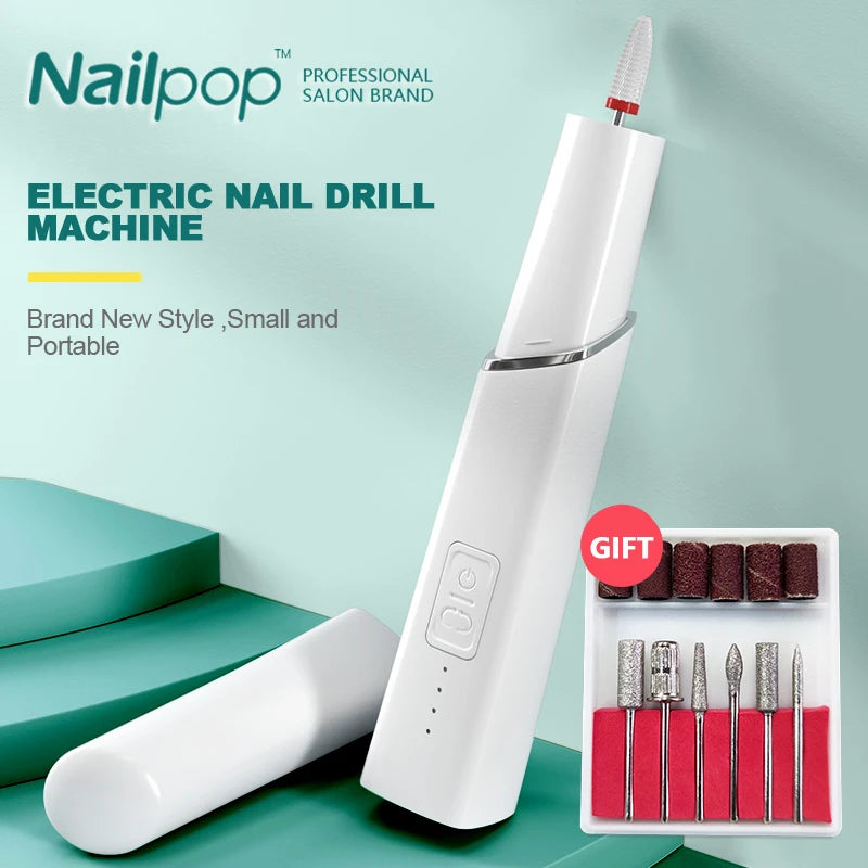 Nailpop Portable Electric Nail Drill Machine Kit Manicure Pedicure Sanding Set with Ceramic Polish File Manicure Pedicure Tools