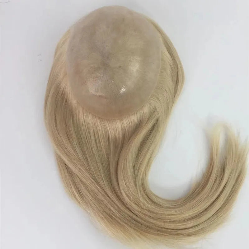 Best Virgin Human Hair Injection Pu Thin Skin Hair Patch Topper for Stunning Woman Wig Stock
