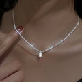 Ins Fashion Sparkling Crystal Square Choker Necklace Bling Cubic Zirconia CZ Cross Twist Rope Chain Necklace