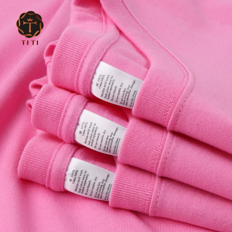 TITI 250g Summer Casual Oversized T-Shirt 100% Cotton New Arrivals OEM Wholesale Custom Logo Heavy Weight"