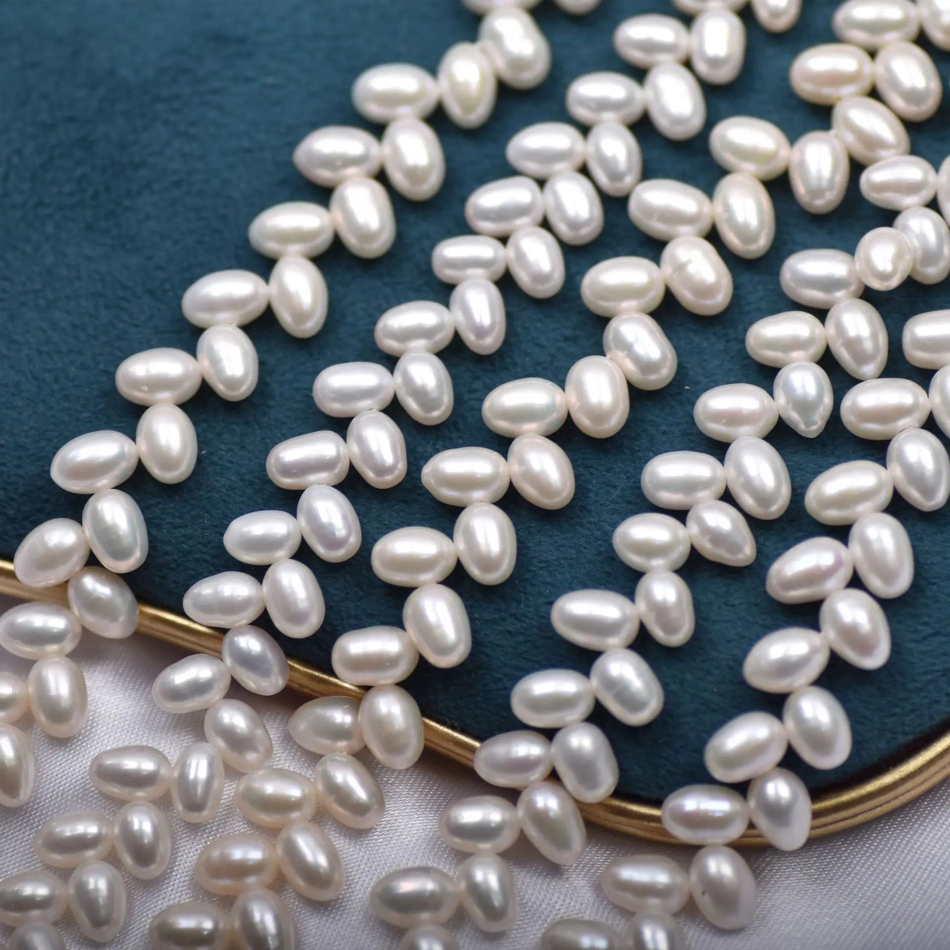 5-6mm Natural Freshwater White Color Rice Shape Pearl Bead Strand Pearls