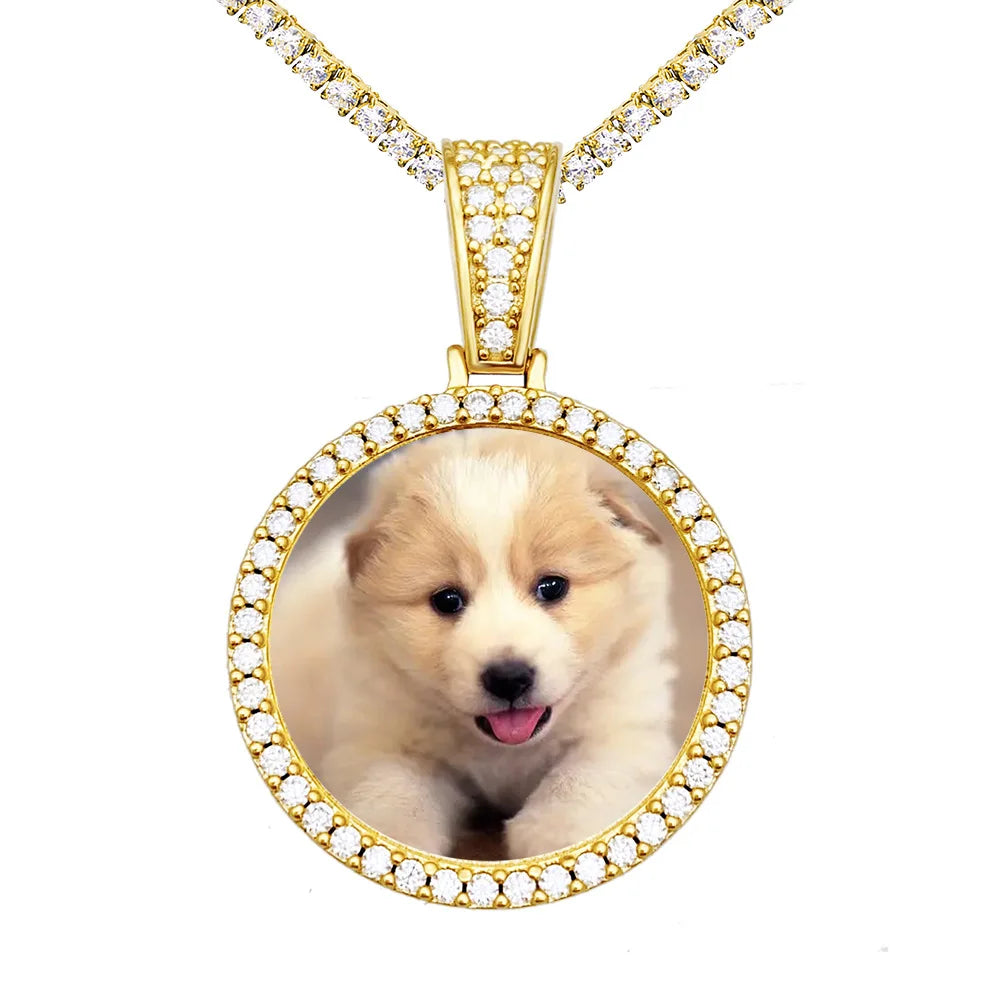 S925 Silver Customized Moissanite Diy Photo Round Photo Frame Pendant MegaBDM