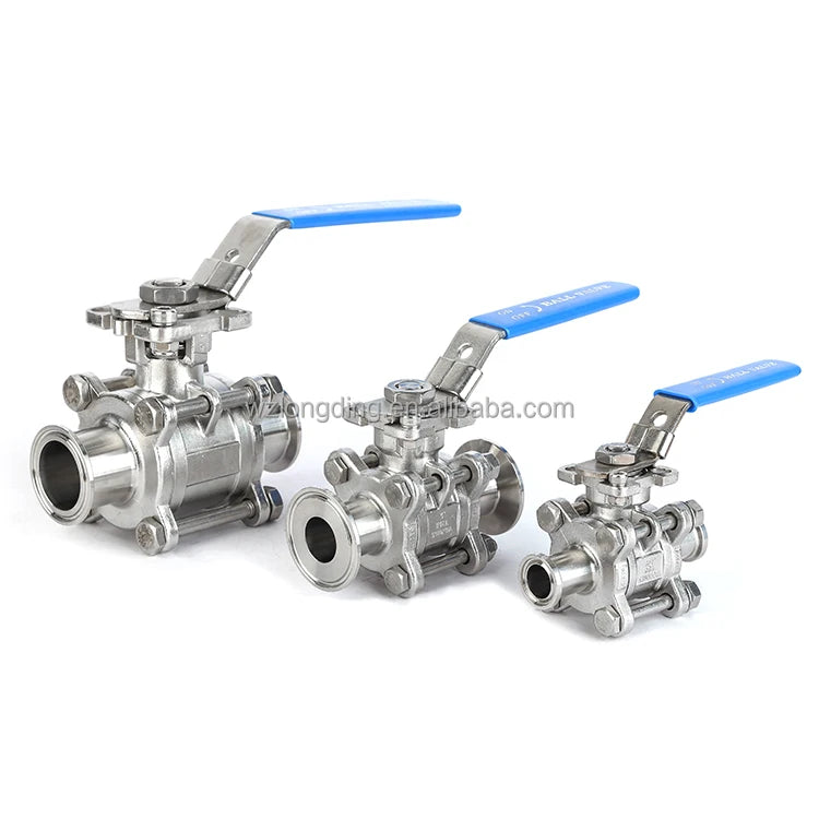 Stainless Steel Food Grade Tri Clamp 3 Piece Ball Valve SS304 316L Three-piece High Platform Sanitary Clamp Ball Valve MegaBDM