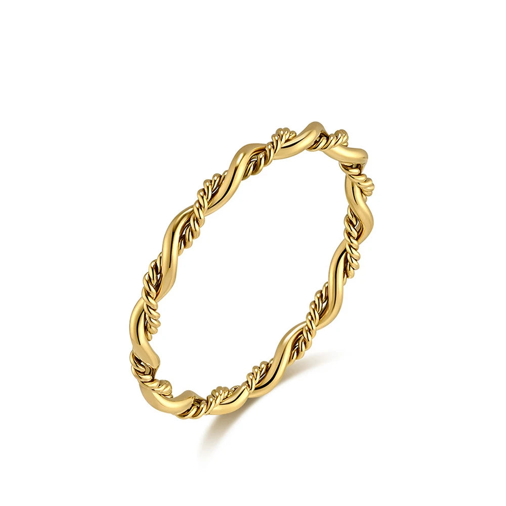 High High 18K PVD Gold Plated Twisted Rings Trendy Stainless Steel Jewelry Rope Eye-Shaped Pattern for Gifts and Parties