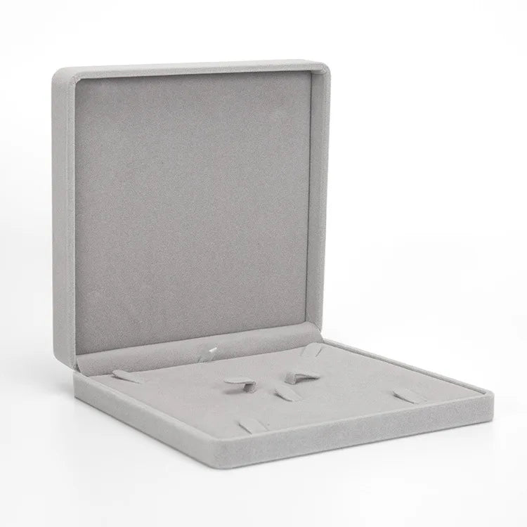 Custom Logo Luxury Plastic Velvet Jewelry Boxes Square Pendant Necklace Ring Earring Packaging Luxury Velvet Gift Jewellery