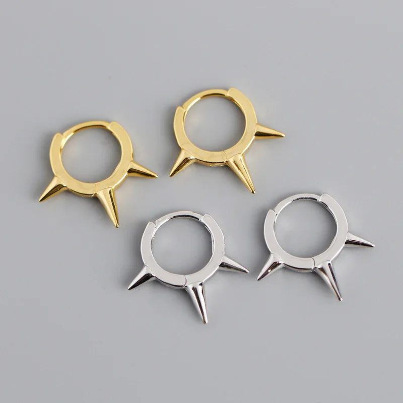 Lady Punk Style Silver Huggie Earrings Fashion Jewelry 925 Sterling Silver Hoop Earrings