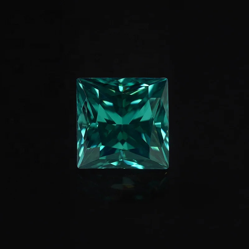 SICGEM Quality Certified VVS Princess Cut Loose Synthetic Green Moissanite Hot Sale