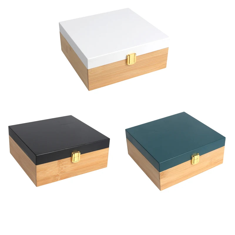 Natural  Bamboo Stash Box with Rolling Tray Tabaco Storage Box -7*7.5*3inches
