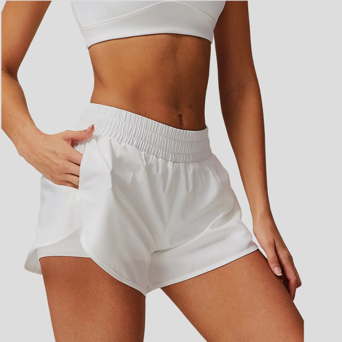 Wholesale Quick Dry Breathable  Sports Shorts Built-in Tight Side Pocket Women's Outdoor Active Tennis Shorts