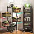 Household Multifunction Storage Helper Square Rotating Rack 2-5 Layers Kitchen Vegetable Storage Cart Utility Carbon Steel Paint