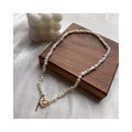 5-6mm Baroque Freshwater Pearl Necklace for Women Simple 18k Gold Plated Copper OT Buckle Collarbone Chain Choker Classic