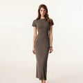 2026 Summer European and American Cotton  Hip Skirt Slim Slit Dress for Women