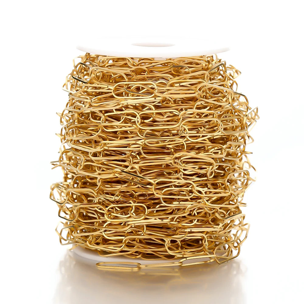 Stainless Steel 0.8*8*20mm Flattened Oval Paper Clip Chains for Jewelry Making Necklace Bracelet Accessories Findings