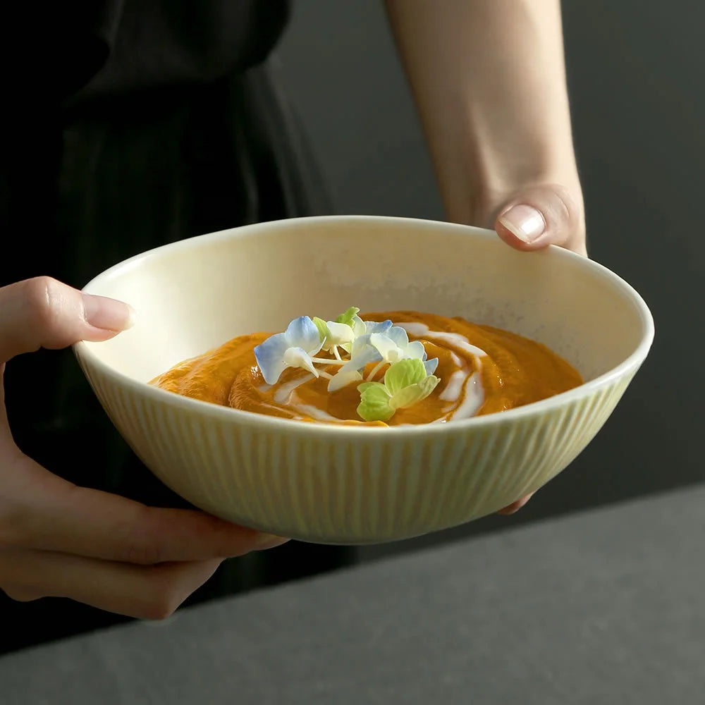 Factory Direct Wholesale Japanese Colorful Irregular Ceramic Porcelain Soup Noodle Ramen Plate and Bowl Serving Cereal Bowls