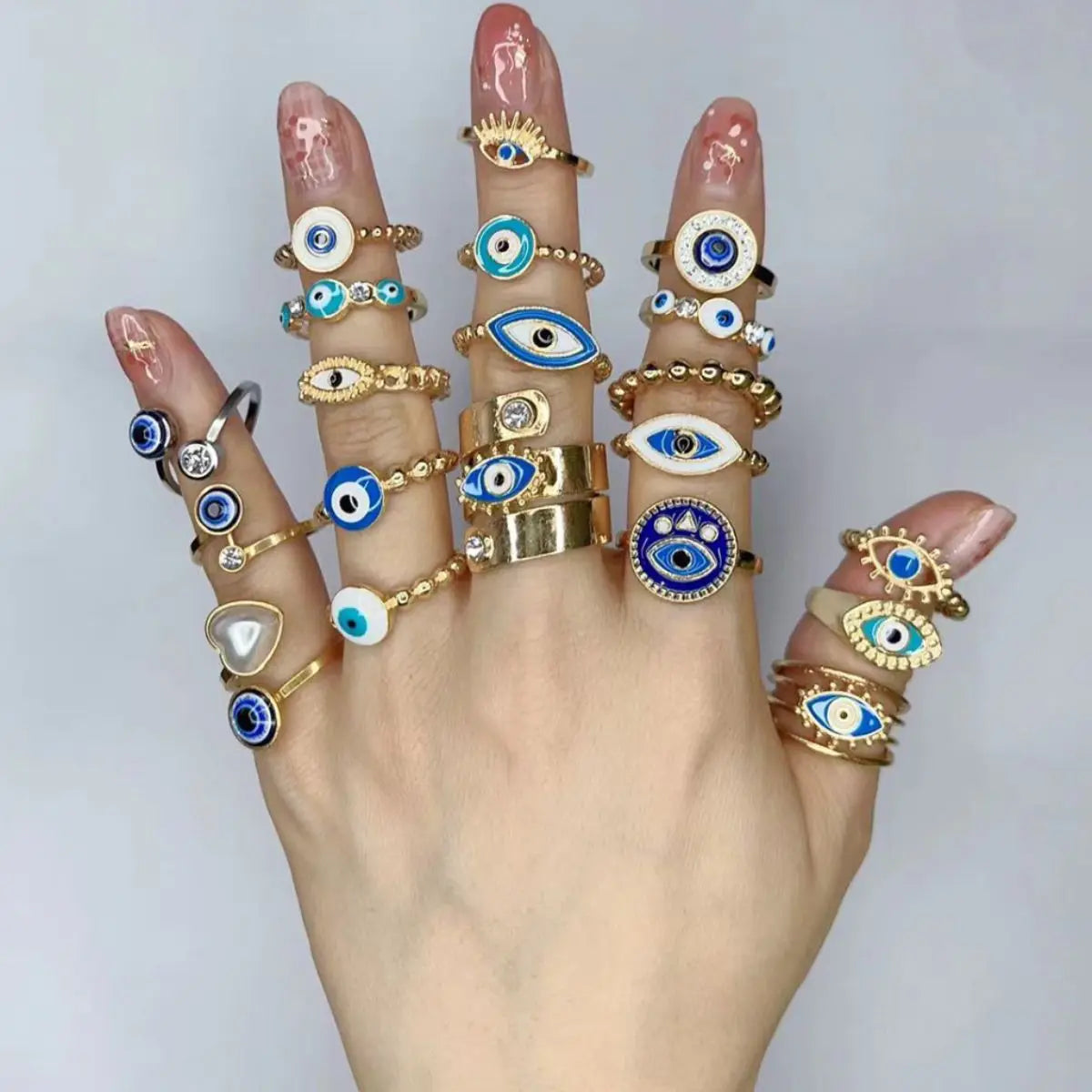 Hot Selling Positive Energy Assorted E vil Eye Ring Colorful Oil Drip Devil's Eye Alloy Rings Finger Ring Jewelry Gifts