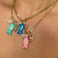 Italian Handmade Stainless Steel Fish Pendant Necklace Blogger Recommended Trendy Freshwater Pearl Gold for High Color Retention