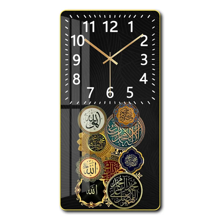 New Design Light Luxury Theme Crystal Porcelain Painting Wall Clock Wall Art Home Decoration Wall Clock