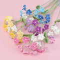 New Arrival 7-Head Crochet Woolen Knitted Flower Ornament Multi-Color Forget-me-not Branch Pearl Leaf Valentine's Day New Year