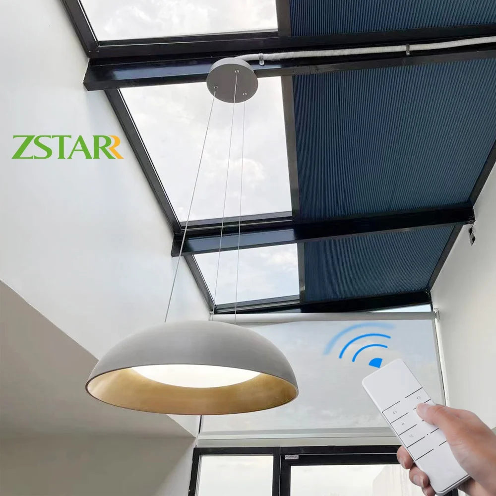 Customized Size Solar Power Motorized Honeycomb Cellular Blinds Remote Control Skylight Blinds for Home