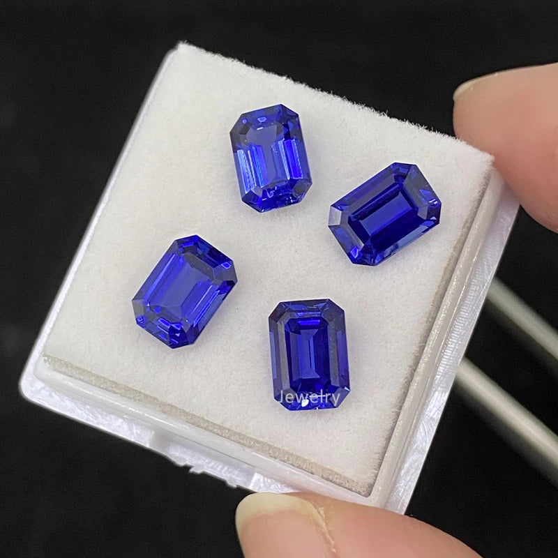 Lab Grown Royal Blue Sapphire Emerald Cut Loose Stones Wholesale 1 Carat 2 Carat 3 Carat Synthetic Sapphire