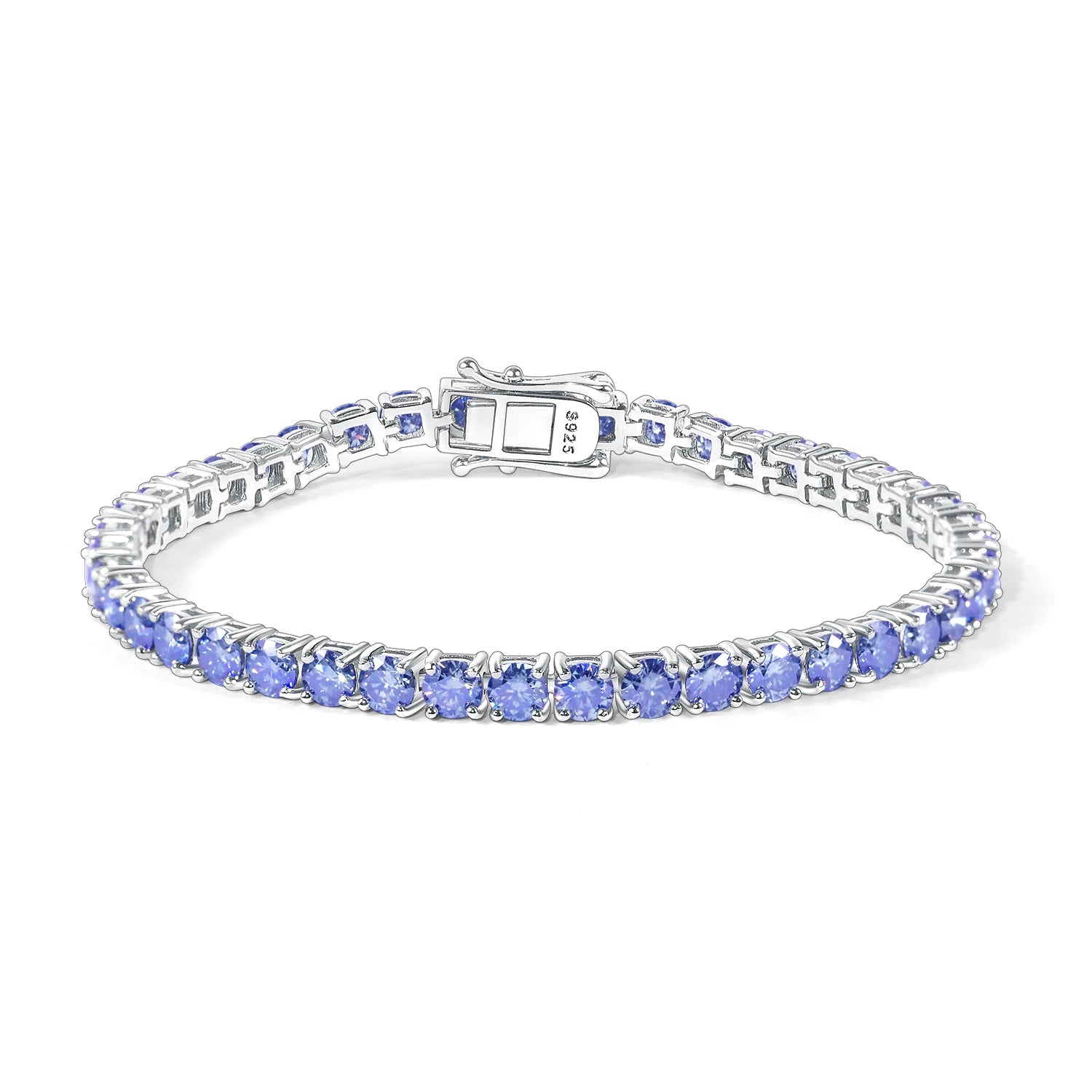 Abiding Shield Tarnish Free Custom Gold Diamond Tennis Bracelet 925 Sterling Silver GRA 4mm Dark Blue Moissanite Tennis Chains