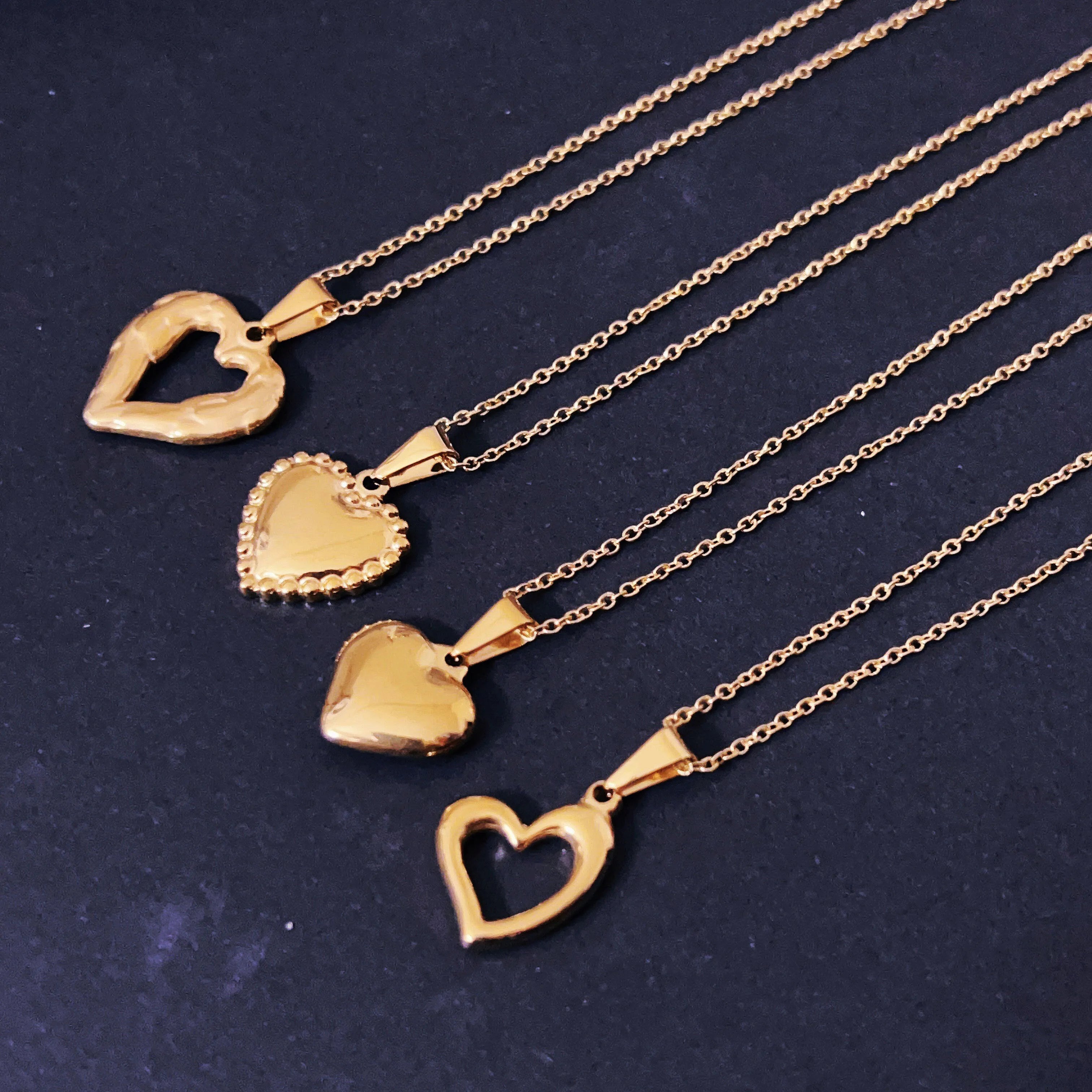 Stainless Steel Necklace Heart Pendant Women Fashion Accessories Jewelry Custom Logo Gold Love Heart Shape Necklaces