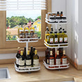 Kitchen Carbon Steel Adjustable Shelf 3 Tier Organizers Cabinet Metal Kitchen 360 Degree Rotating Storage Spice Jar Rack Set