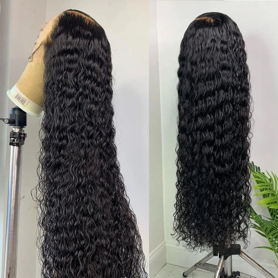 Factory Price Malaysian Virgin Hair Wig High Quality Water Wave Wigs Cuticle Align Human Hair Transparent Natural Lace Front Wig
